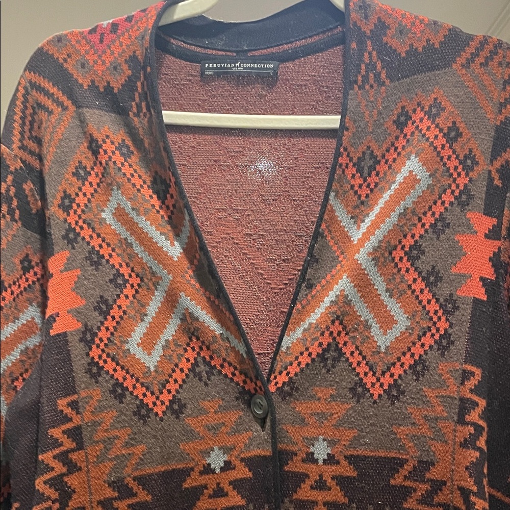 Peruvian Connection Geometric Patterned Long Swea… - image 3